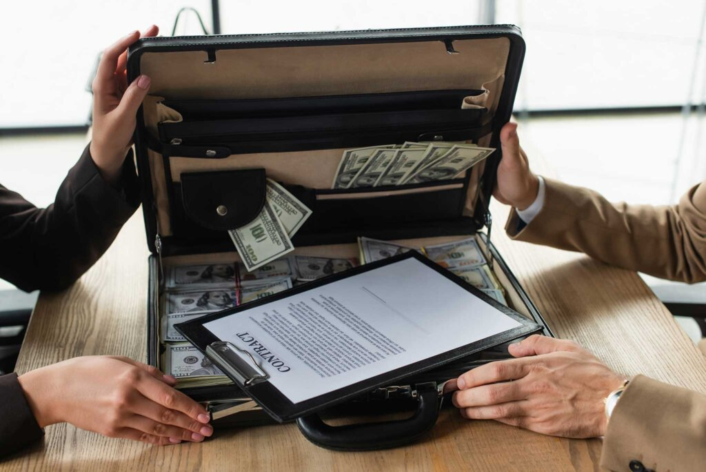 Cash offer in briefcase