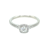 White Gold Round Diamond Halo Engagement Rings