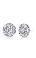 18k White Gold Diamond Cluster Illusion Earrings