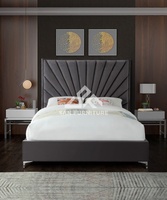 Cross Tufted High Headboard Bed