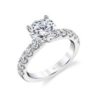 Round Cut Classic Wide Band Engagement Ring