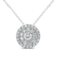 An 18k White Gold Diamond Cluster Pendant