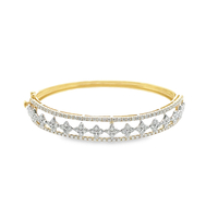 Diamond Hinged Bangle Bracelet with Linear Quatrefoil Stations Contains