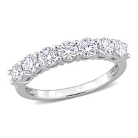 1 Ct Dew Created Moissanite Semi Eternity Band In 10k White Gold