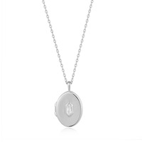 ANIA HAIE Silver Sparkle Locket Pendant Necklace