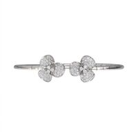 Leo Pizzo 18K White Gold Diamond Flower Open Cuff