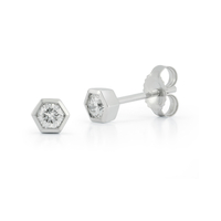 PD Collection 14k White Gold Diamond Hexagon Stud Earrings