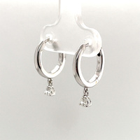 Round Mini Hoop Earrings With 2 Round Dangling Diamonds