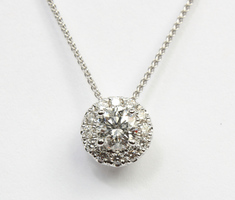 14k White Gold Diamond Halo Pendant