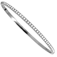 18k White Gold One Carat Round Diamond Bangle