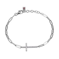 Elle Paperclip Diamond Cross Bracelet