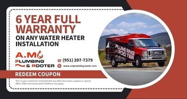 6 YEAR FULL WARRANTY ON ANY WATER HEATER INSTALLATION