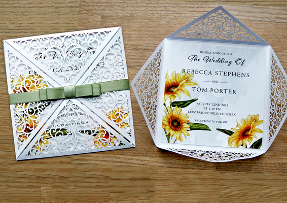 How to make Rebecca: A gorgeous sunflower lasercut wedding invitation