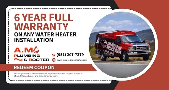 6 YEAR FULL WARRANTY ON ANY WATER HEATER INSTALLATION